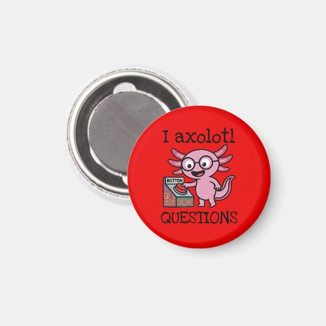 Aimant Mignon Je me pose des questions de axolotl aztéque (Recto/Verso)