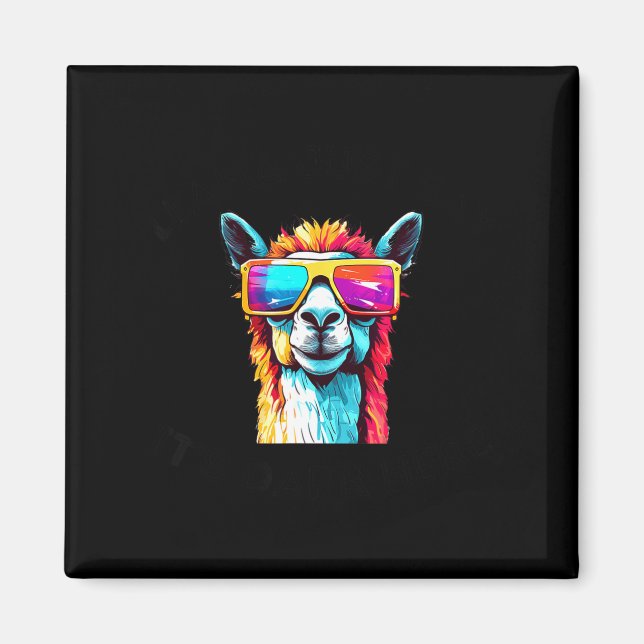 Aimant Mignon Lama Éclipse Solaire 8 Avril (Devant)
