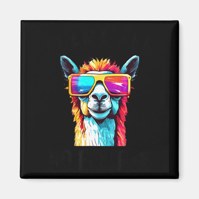 Aimant Mignon Lama Éclipse Solaire 8 Avril (Devant)