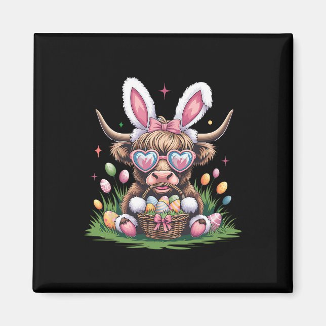 Aimant Mignon lapin de Pâques design vache amateur de vac (Devant)