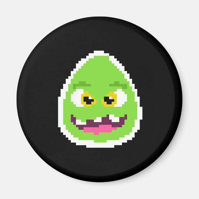 Aimant Mignon monstre d'œuf pixélisé (Devant)