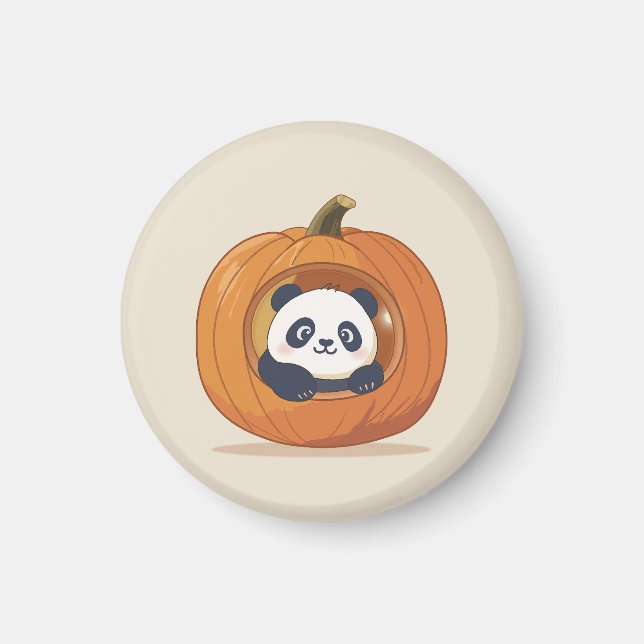 Aimant Mignon Panda de Citrouille d'Halloween (Devant)