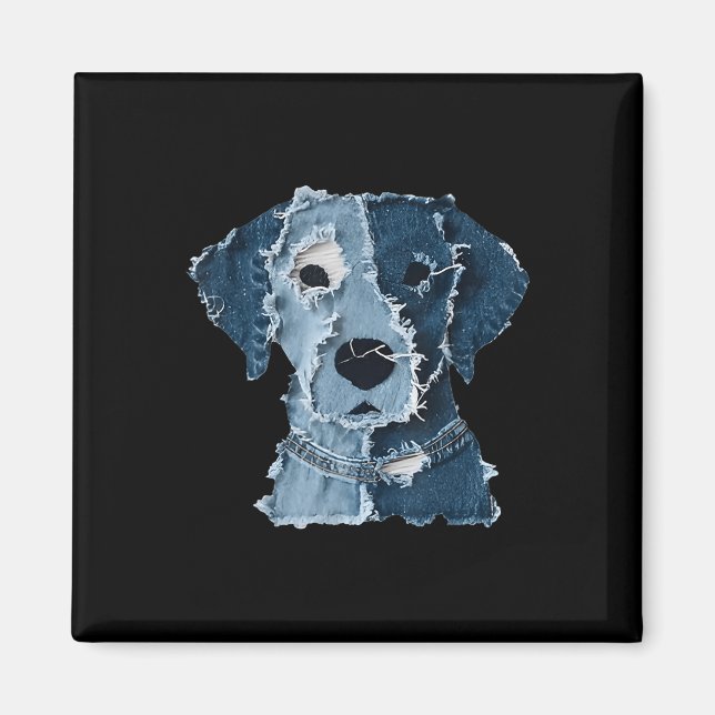 Aimant Mignon Patch Denim Rétro Animal Chien  (Devant)
