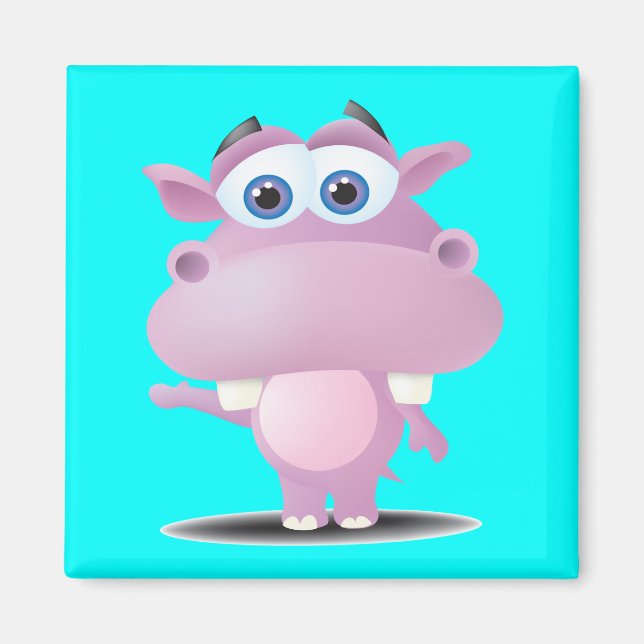 Aimant mignon petit hippopotame triste (Devant)