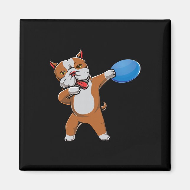 Aimant Mignon Pitbull Dabbing Amateur de Disc Golf Pit Bu (Devant)