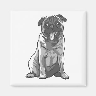 Aimant Mignon Pug avec Bonne Humeur