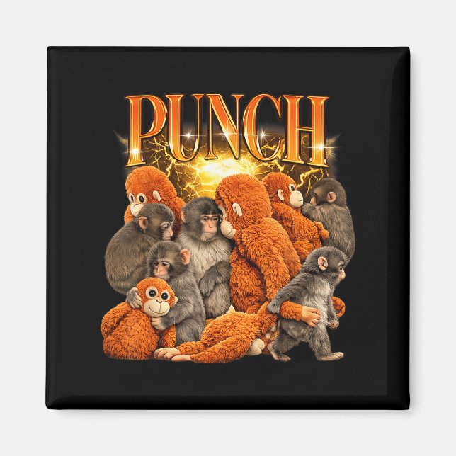 Aimant Mignon Punch Le Singe Câlin Peluche (Devant)