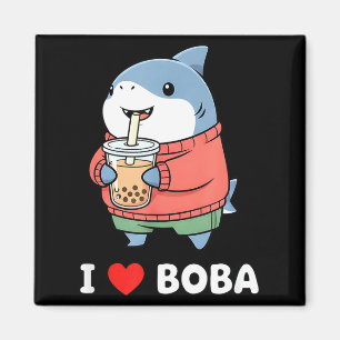 Aimant Mignon requin kawaii thé aux perles de boba drôle