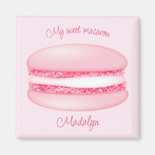 Aimant mignon rose mon nom de filles macaron