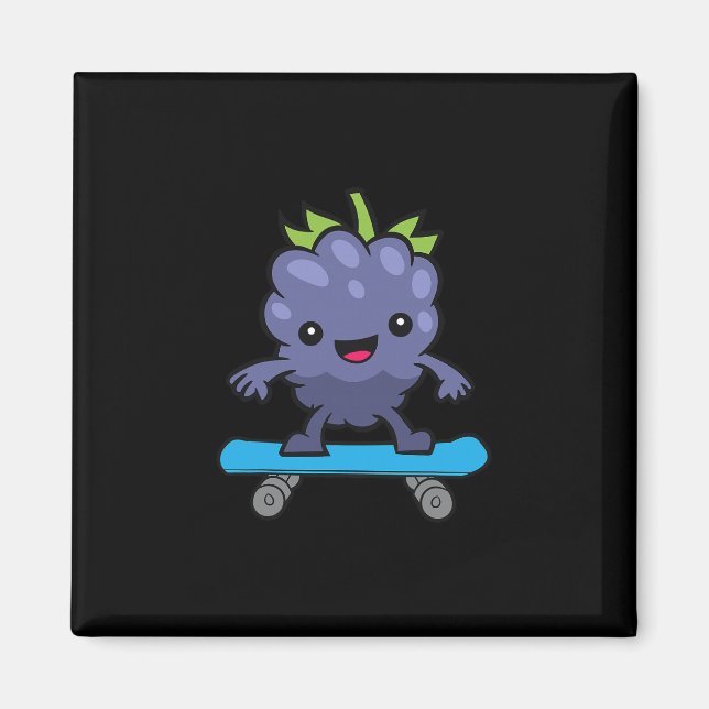 Aimant Mignon skateboard de fruit de mûre Kawaii Blackbe (Devant)