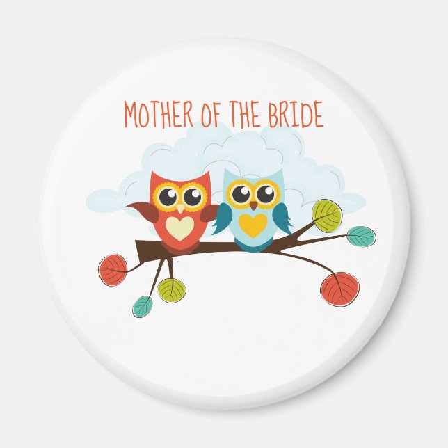 Aimant Mignonette OWLS Mariage à thème Bleu orange (Devant)