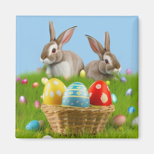 Aimant Mignonne Bunnyfor Pâques pour une humeur positive (Devant)