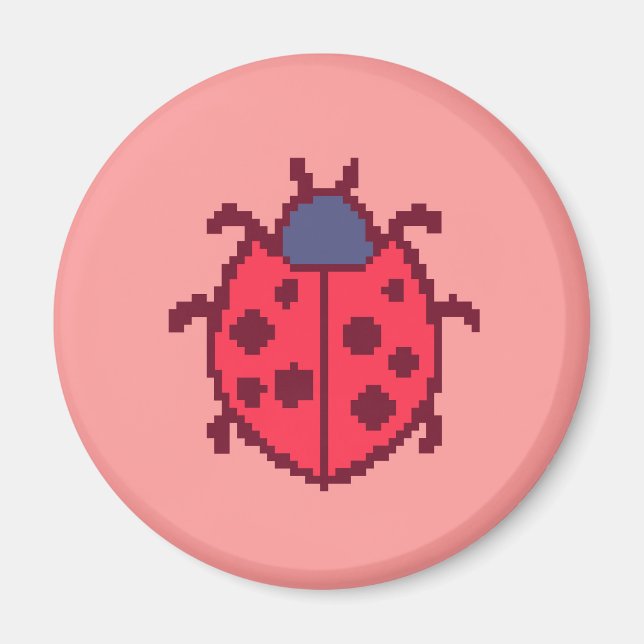 Aimant Mignonne coccinelle pixelisée insecte  (Devant)