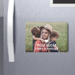 Aimant Mignonne COEUR AIME-TOI MÈRE Fête des mères<br><div class="desc">Le Magnet de la Fête des Mères mignonne HEART LOVE YOU MOM présente votre photo préférée avec le texte "(coeur d'amour) you Mom" en texte blanc moderne avec vos noms ci-dessous. Personnalisez en modifiant le texte dans la zone de texte fournie et en ajoutant votre propre image. Conçu par ©2022...</div>