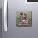 Aimant Mignonne COEUR AIME-TOI MÈRE Fête des mères<br><div class="desc">Le Magnet de la Fête des Mères mignonne HEART LOVE YOU MOM présente votre photo préférée avec le texte "(coeur d'amour) you Mom" en texte blanc moderne avec vos noms ci-dessous. Personnalisez en modifiant le texte dans la zone de texte fournie et en ajoutant votre propre image. Conçu par ©2022...</div>