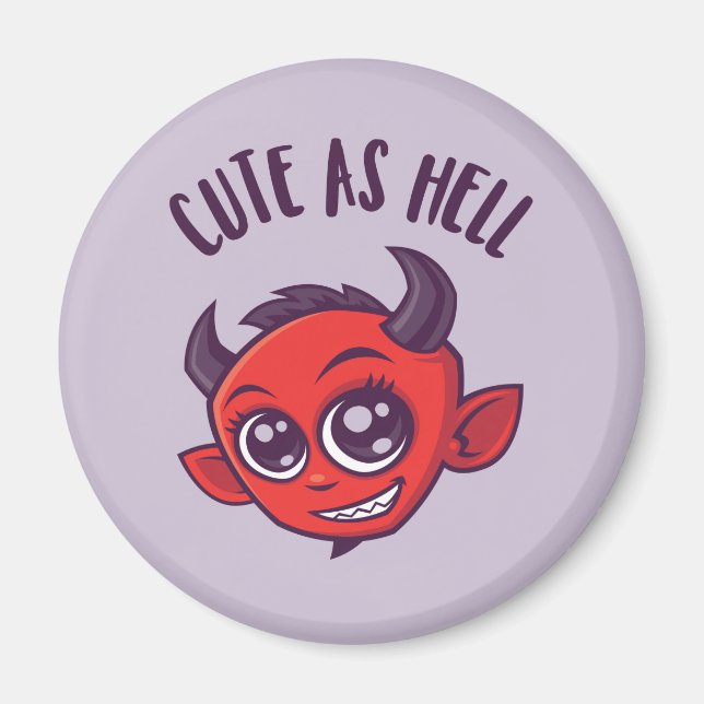 Aimant Mignonne comme diable en enfer avec un texte foncé (Devant)