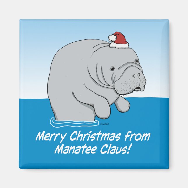 Aimant Mignonne et drôle Manatee Claus (Devant)