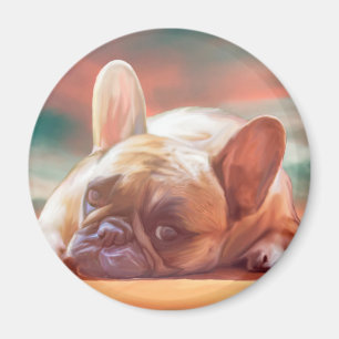 Aimant Mignonne French Bulldog Eau Couleur Art Peinture