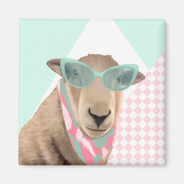 Aimant Mignonne Mouton Avec Lunettes (Devant)