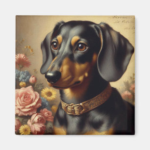 Aimant Mignonne peinture Vintage Dachshund
