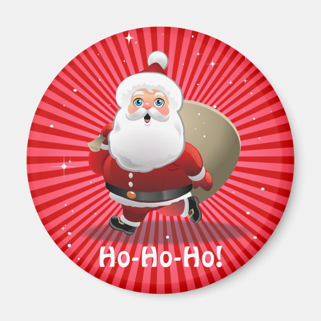 Aimant Mignonne Père Noël Avec Un Sacoche Plein De Cadeau (Devant)