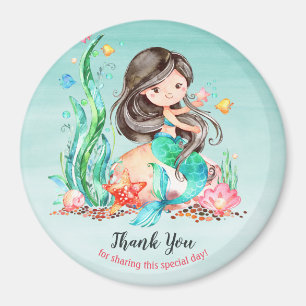 Aimant Mignonne sirène d'aquarelle sous le Baby shower m