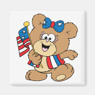 Aimant mignonne USA patriotique fille en peluche design o