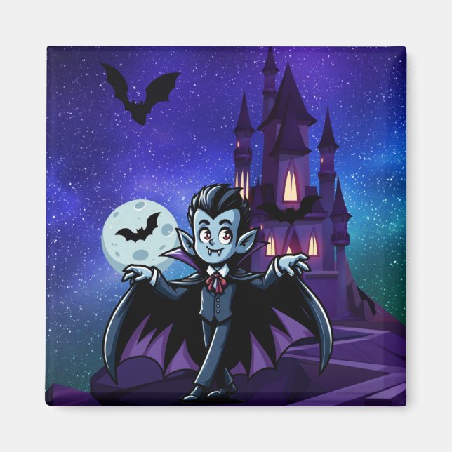 Aimant Mignonne, whimsical Halloween vampire (Devant)