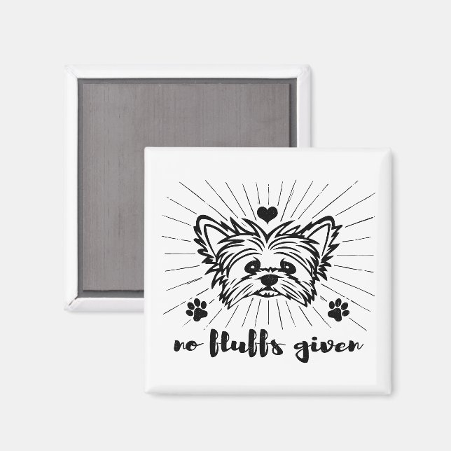 Aimant Mignonne Yorkshire Terrier Pas De Fluffs Donné Mèm (Recto/Verso)