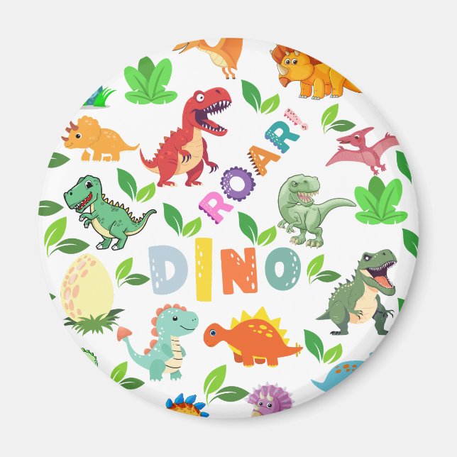 Aimant Mignonnes sortes de Dinosaures sans joint (Devant)