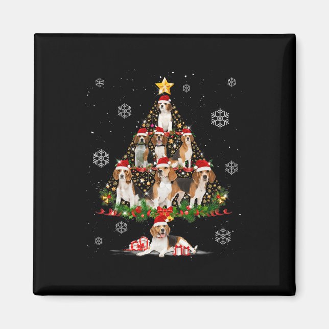Aimant Mignons Amoureux de les chiens Beagles Noël Arbre  (Devant)