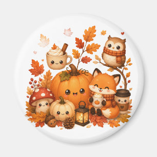 Aimant Mignons Animaux D'automne Kawaii Citrouille Renard