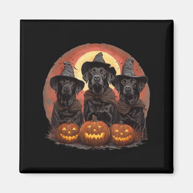 Aimant Mignons chiens Labrador Retriever noirs Halloween  (Devant)