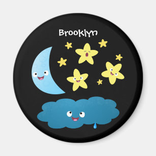 Aimant Mignons étoiles chantant, lune et bande dessinée d