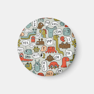 Aimant Mignons monstres de dessin : Arrière - plan sans c