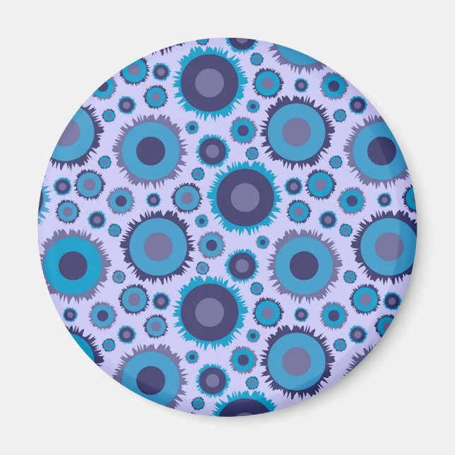 Aimant Mignons motifs de soleils multicolores bleus (Devant)