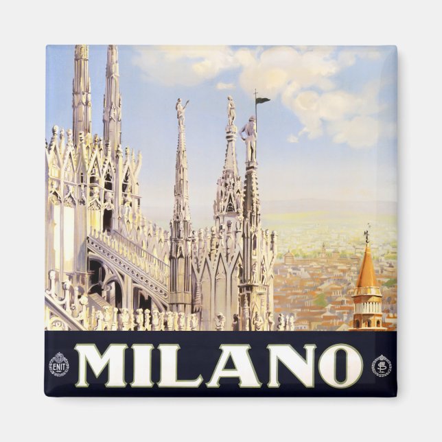 Aimant Milan Italie voyage vintage (Devant)