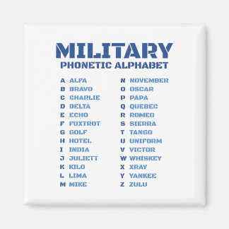 Aimant Military Phonetic Alphabet ICAO Alfa Zulu Chart
