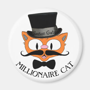 Aimant MILLIONAIRE CAT Mustache Cat with Top Hat