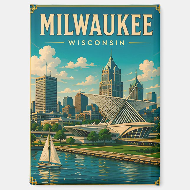 Aimant ⛵ Milwaukee Wisconsin vue sur le lac (Recto)