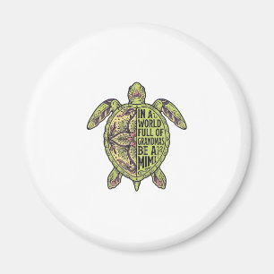 Aimant Mimi Grand-mère Tortue de mer Vintage Floral Conce