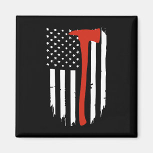 Aimant Mince Red Line Ax American Flag Patriot Pompier