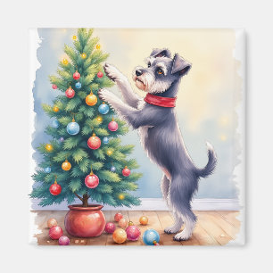 Aimant Miniature Schnauzer Décorant l'Arbre de Noël Chien