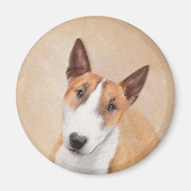 Aimant Miniature Taureau Terrier Peinture - Joli Original (Devant)