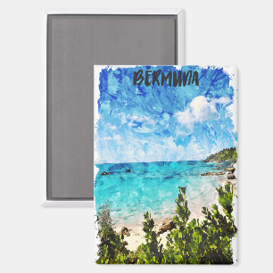 Aimant Minimal Bermudes Caribbean Island Vibe tropicale