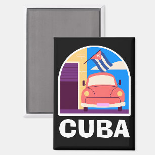 Aimant Minimal Cuba Island Voyage Vintage Rétro