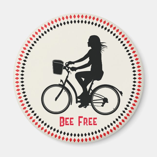 Aimant Minimalisme Girl avec vélo (Devant)