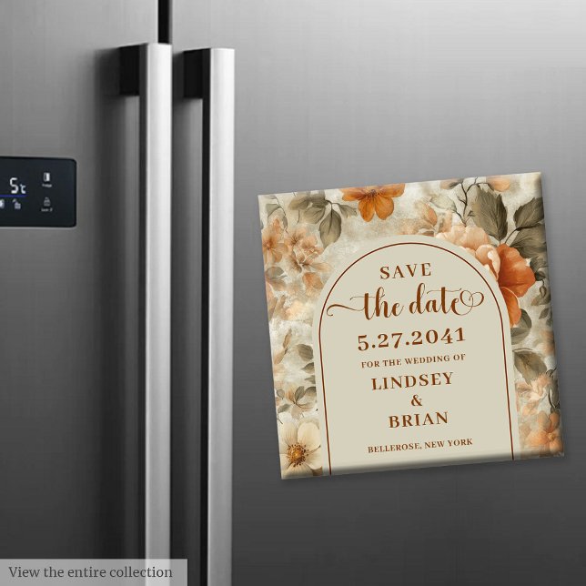 Aimant Minimalist Boho Terracotta Ivory Olive Save Date (Minimalist Boho Terracotta Ivory Olive Save Date)