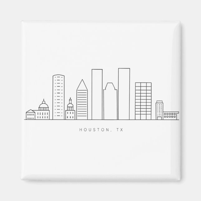 Aimant Minimalist Houston City Skyline Illustration (Devant)