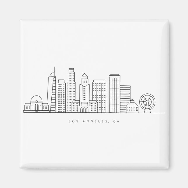 Aimant Minimalist Los Angeles Skyline Illustration (Devant)